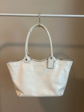 COACH white leather bag